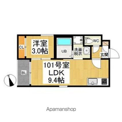 ＲＥＧＡＬＥＳＴ　ｇｒａｎＳｏｕｔｈ[1LDK/30.69m2]の間取図