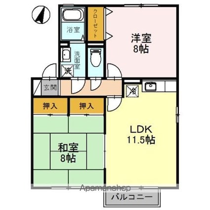 ナユタのさとセジュール[2LDK/61.82m2]の間取図