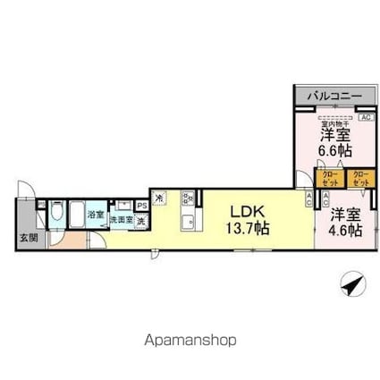 （仮）ＤーＲＯＯＭ江戸川[2LDK/54.87m2]の間取図