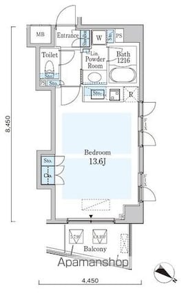 オーキッドレジデンス六本木[1R/34.55m2]の間取図