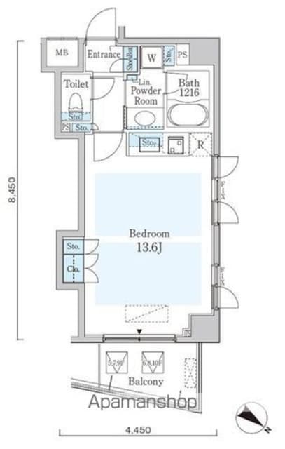 オーキッドレジデンス六本木[1R/34.55m2]の間取図