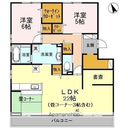 カーサ・ソレアード[2LDK/87m2]の間取図