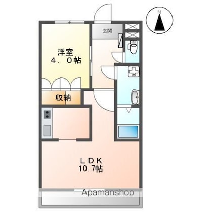 グランディール泰英１号館[1LDK/36m2]の間取図