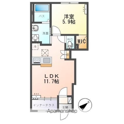 ロジュマン青山Ⅰ[1LDK/43.21m2]の間取図