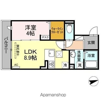 広島県広島市佐伯区三筋１丁目[1LDK/34.58m2]の間取図