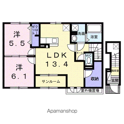 プレミアムテラス[2LDK/66.9m2]の間取図