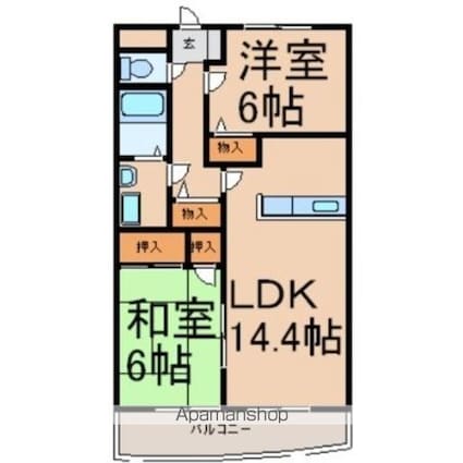東京都あきる野市秋川５丁目[2LDK/60.24m2]の間取図
