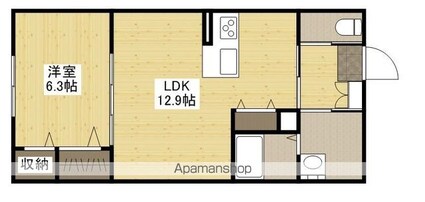 ヴァンレーベ[1LDK/45.89m2]の間取図