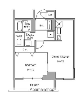 レジディア新宿イースト[1DK/31.61m2]の間取図