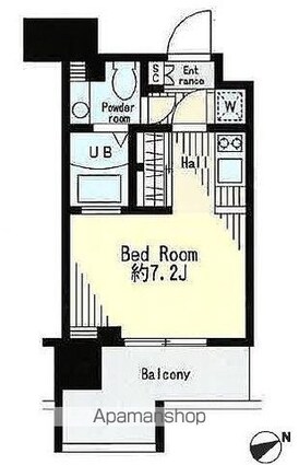 レジディア市谷薬王寺[1R/19.64m2]の間取図
