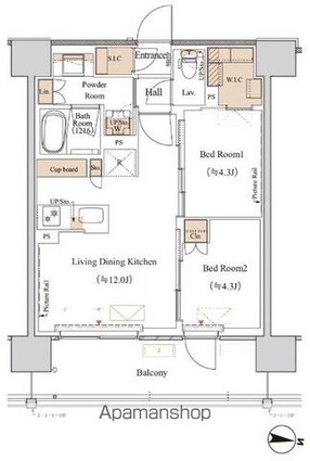 ブランシエスタ木場[2LDK/48.75m2]の間取図