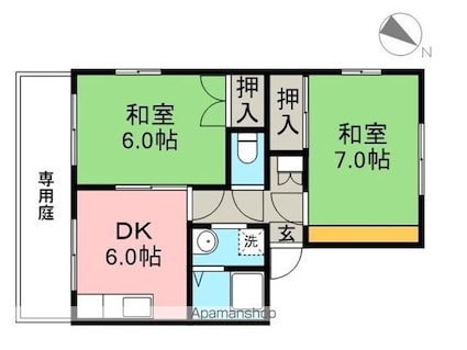 高橋コーポ　南棟[2DK/41.7m2]の間取図