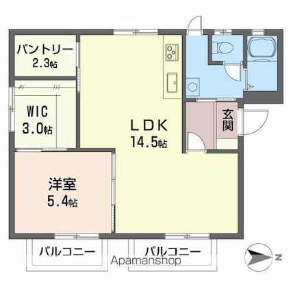 愛媛県新居浜市江口町[1LDK/51.87m2]の間取図