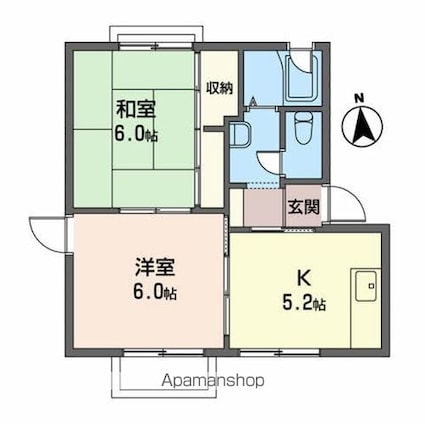 ロイヤルパレス城東Ａ[2K/39.6m2]の間取図