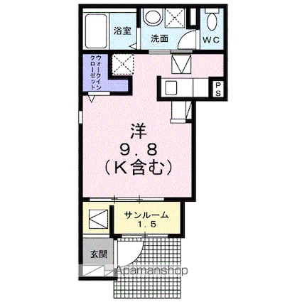 虹ケ浜３丁目アパート　　　　　　　　　　　　　　　　　　　　[1R/29.4m2]の間取図