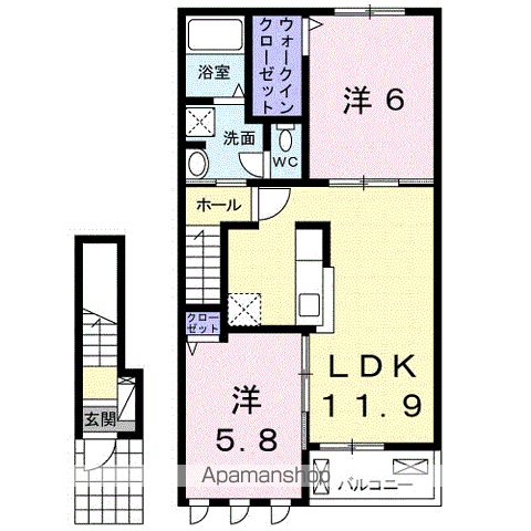 岩出市相谷のアパートの間取り