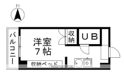 岩井橋ロイヤルハイツ[1K/18.56m2]の間取図