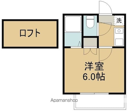 アップルハウス若葉町[1K/16m2]の間取図