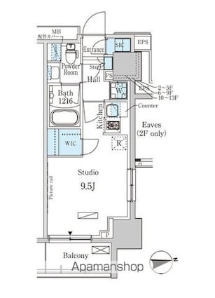 パークアクシス赤塚[1R/26.77m2]の間取図