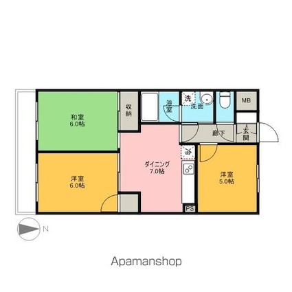 東京都三鷹市井口５丁目[3DK/52.8m2]の間取図
