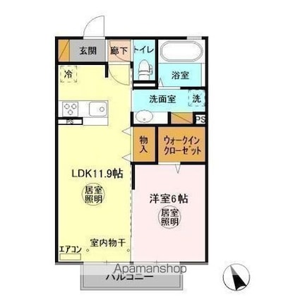 茨城県水戸市赤塚２丁目[1LDK/45.04m2]の間取図