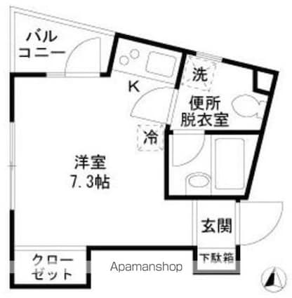 東京都目黒区駒場４丁目[1R/19.65m2]の間取図