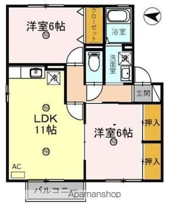 コーポはおりや　Ａ棟[2LDK/54.19m2]の間取図
