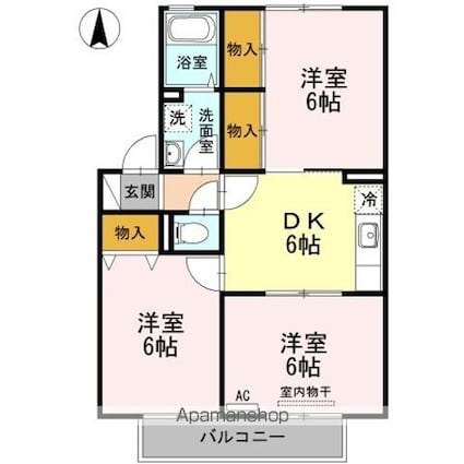 サンコート橋塚[3DK/53.48m2]の間取図
