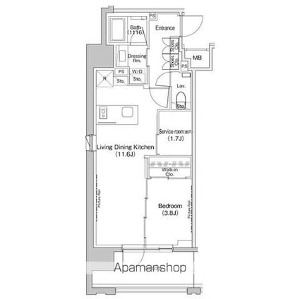 ザ・パークハビオ上北沢[1SLDK/41.54m2]の間取図