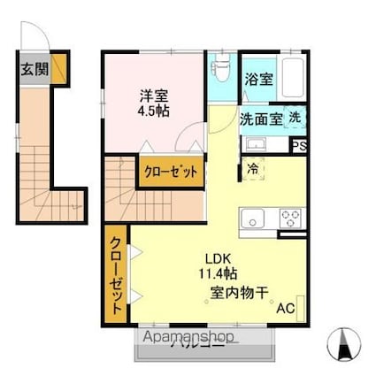 Ｃａｓａ　ｄｅ　ｃｏｒａｌ（カサ・デ・コラル）[1LDK/46.67m2]の間取図