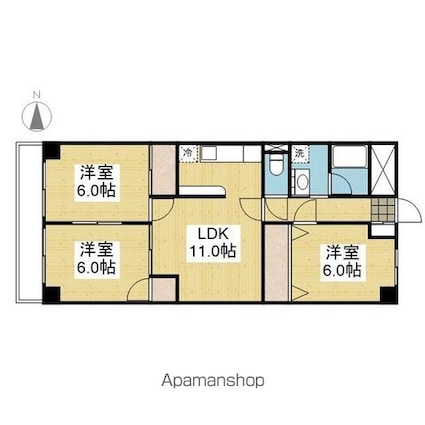 シャルマンコーポ土居[3LDK/64m2]の間取図