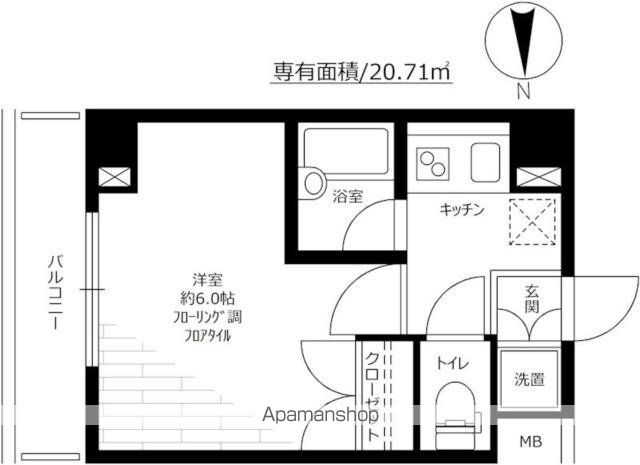 東京都杉並区上高井戸１丁目[1K/20.71m2]の間取図