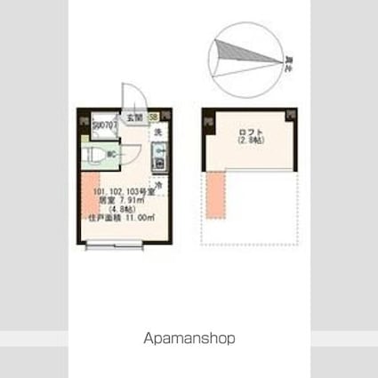 レインパレス西大島[1R/11m2]の間取図