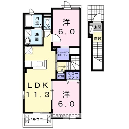 ラディーチェ[2LDK/58.21m2]の間取図