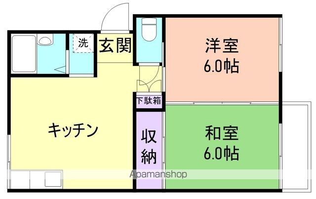 和歌山県和歌山市鳴神[2DK/38.8m2]の間取図