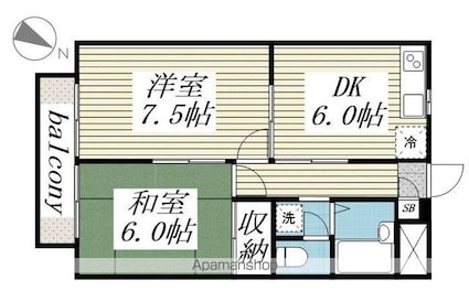 エクセルハイム[2DK/39.74m2]の間取図