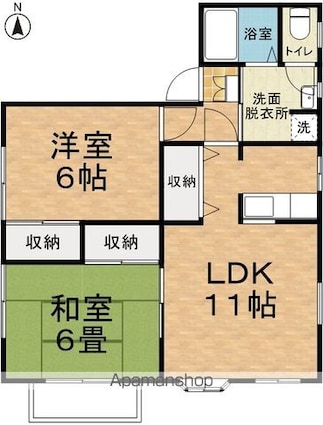 ジュネス杏花Ａ[2LDK/52.38m2]の間取図