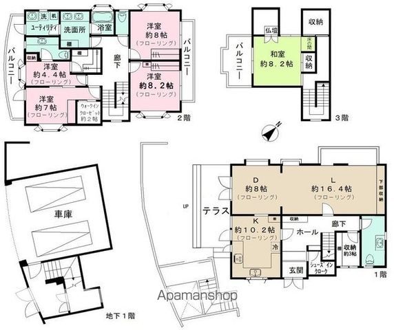 東急田園都市線 二子玉川駅 徒歩7分 3階建 築27年の間取り写真