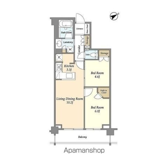 ＫＤＸレジデンス尾山台[2LDK/55.51m2]の間取図