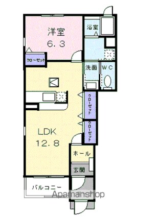 グレイス・コンフォール[1LDK/46.49m2]の間取図