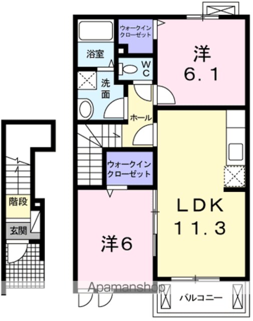 コリーヌ　メゾン[2LDK/57.58m2]の間取図