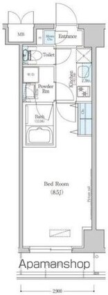 アーバネックス清澄白河Ⅱ　ＥＡＳＴ棟[1K/25.42m2]の間取図