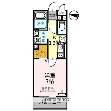 ユートリーⅩ[1K/25.39m2]の間取図