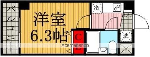 スリーアップ駒沢[1K/18.48m2]の間取図