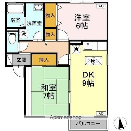 プラザＳ[2DK/55.44m2]の間取図