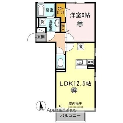 クローバーＭ　Ａ棟[1LDK/43.74m2]の間取図