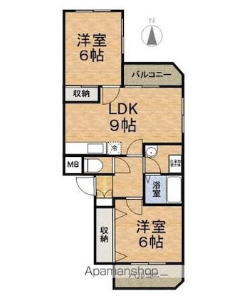 エスペランサ城東[2DK/53.54m2]の間取図