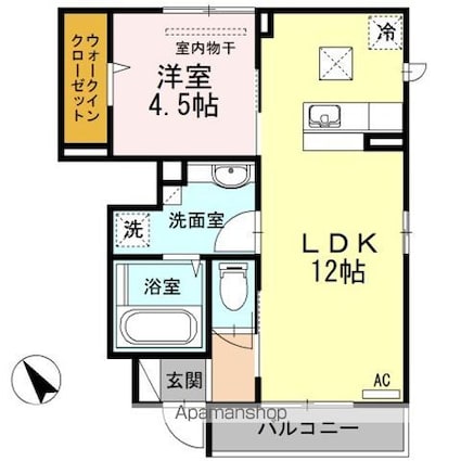 シャルマンＩＩ[1LDK/41.42m2]の間取図
