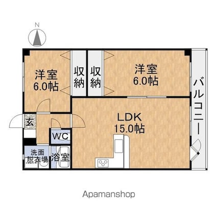 ガーデン・ヴィラ[2LDK/69.12m2]の間取図