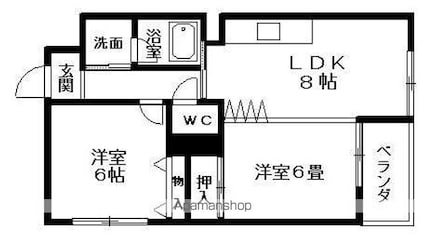 ベルヌーブ森神Ⅱ[2DK/51.7m2]の間取図